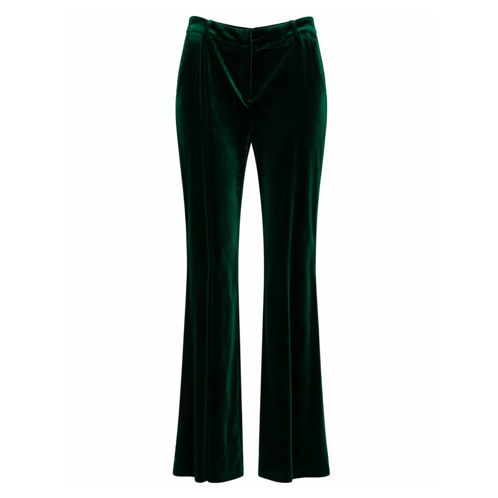 Skies Are Blue Emerald Green Velvet Wide Leg Pants XL High Rise Holiday Glam
